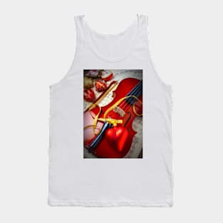 Red Heart On Violin Tank Top